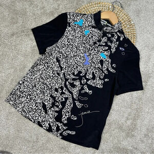 Jamie Sadock Women’s Golf Top High Neck Shortsleeve 1/4 Zip Black Abstract S